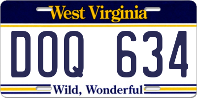 WV license plate DOQ634