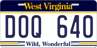 WV license plate DOQ640