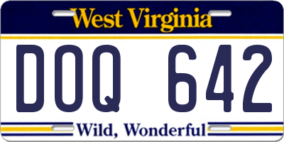 WV license plate DOQ642