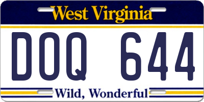 WV license plate DOQ644