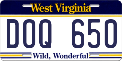 WV license plate DOQ650
