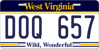 WV license plate DOQ657