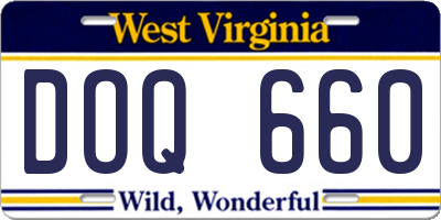 WV license plate DOQ660