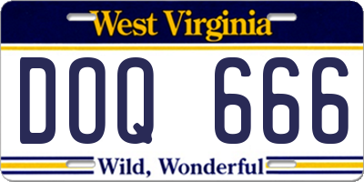 WV license plate DOQ666