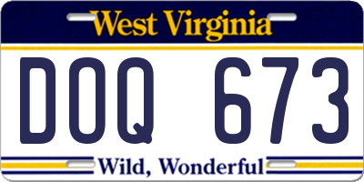 WV license plate DOQ673