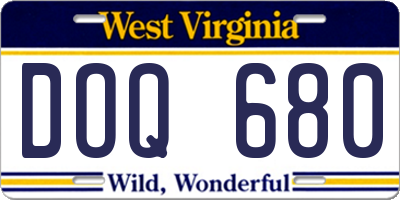 WV license plate DOQ680