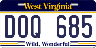 WV license plate DOQ685