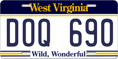 WV license plate DOQ690