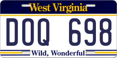 WV license plate DOQ698