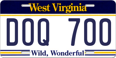WV license plate DOQ700