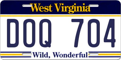 WV license plate DOQ704