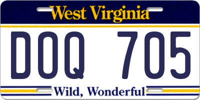 WV license plate DOQ705