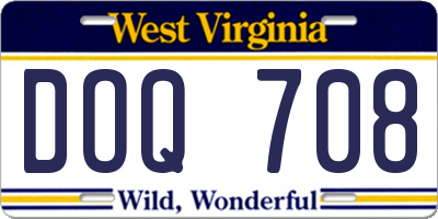 WV license plate DOQ708