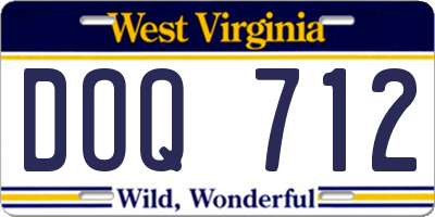 WV license plate DOQ712