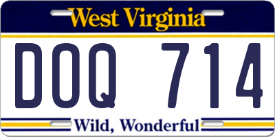 WV license plate DOQ714