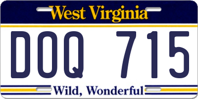 WV license plate DOQ715