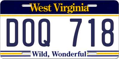 WV license plate DOQ718