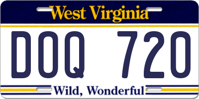 WV license plate DOQ720