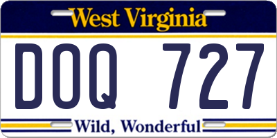 WV license plate DOQ727