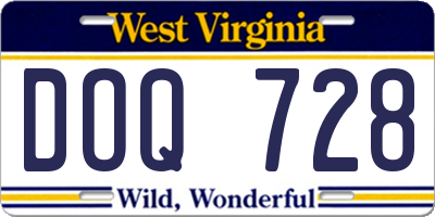 WV license plate DOQ728