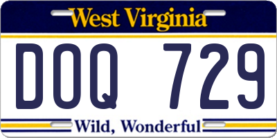 WV license plate DOQ729