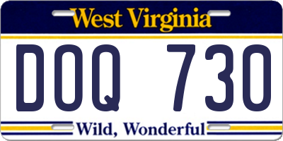WV license plate DOQ730