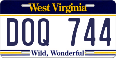 WV license plate DOQ744