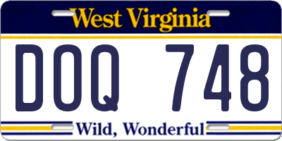 WV license plate DOQ748