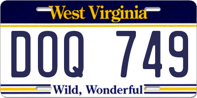 WV license plate DOQ749