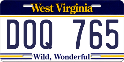 WV license plate DOQ765