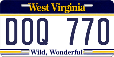 WV license plate DOQ770