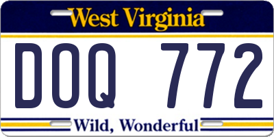 WV license plate DOQ772