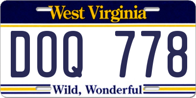 WV license plate DOQ778