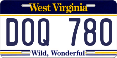 WV license plate DOQ780