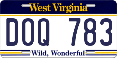 WV license plate DOQ783