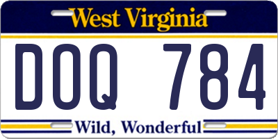 WV license plate DOQ784