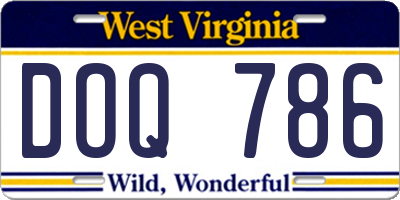 WV license plate DOQ786