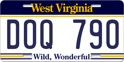 WV license plate DOQ790