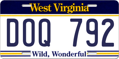 WV license plate DOQ792