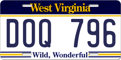 WV license plate DOQ796