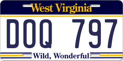 WV license plate DOQ797
