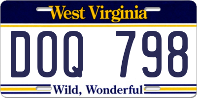 WV license plate DOQ798