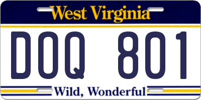 WV license plate DOQ801