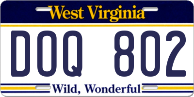 WV license plate DOQ802