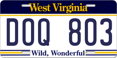 WV license plate DOQ803