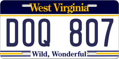 WV license plate DOQ807