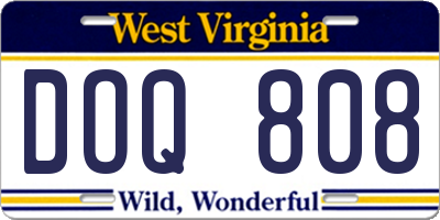 WV license plate DOQ808