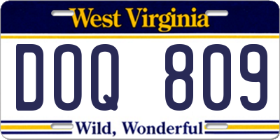 WV license plate DOQ809