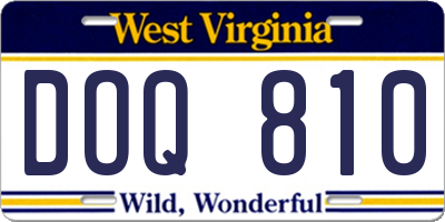 WV license plate DOQ810