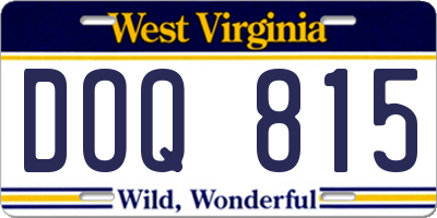 WV license plate DOQ815